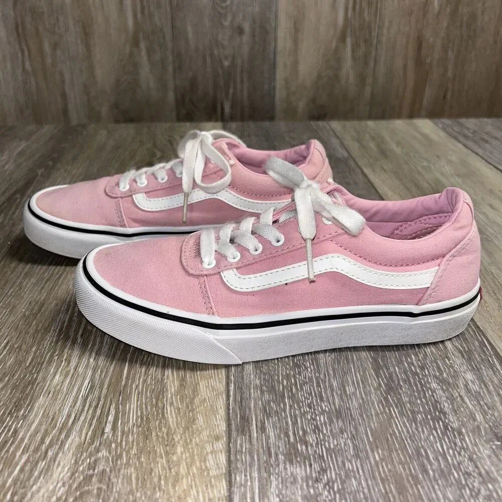 Vans Off The Wall Pink Canvas Sneaker Skate Shoes Youth Missy US Size 4 - 507698